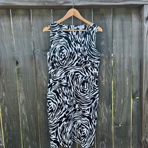 CALVIN KLEIN Black and White Zebra Print Dress